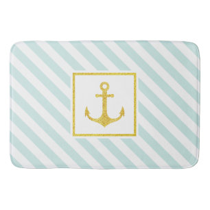 Modern Nautical Pattern Golden Anchor Badmat