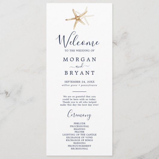 Modern Nautical | Programma voor het huwelijk van (Voorkant)