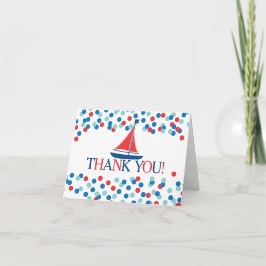 Modern Nautical Sailboat Boy Baby shower Dank u Bedankkaart (Voorkant)