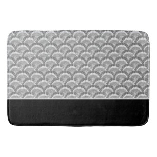 Modern Nautical Seashell Grey Shells Black Badmat