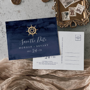 Modern Nautical Verzendhulp Opslaan Datum Briefk Uitnodiging Briefkaart