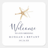 Modern Nautical | Welkom Starfish Weduwschap Vierkante Sticker (Voorkant)