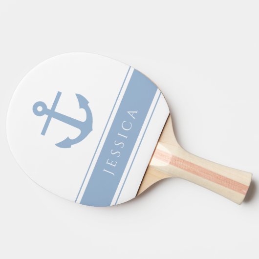 Modern Nautisch Anker Custom Name Tafeltennisbatje (Zijkant)