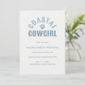 Modern nautisch blauw kustmeisje bachelorette kaart (Staand voorkant)