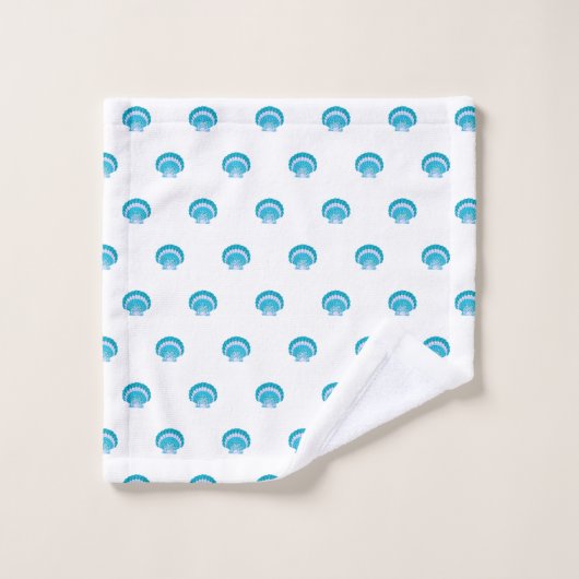 Modern Nautisch Blauwgroen Blue Seashell Shell Bea Bad Handdoek (Wasdoekje)