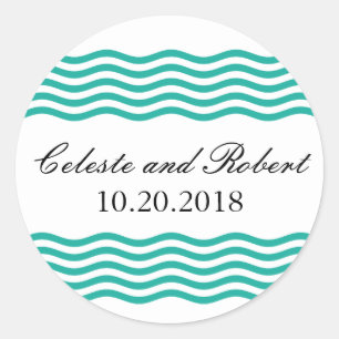 Modern nautisch golfpatroon ronde sticker