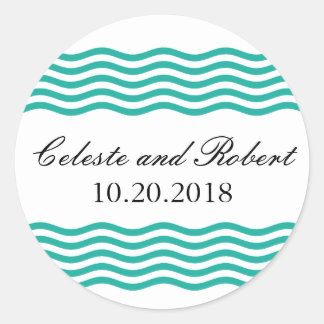 Modern nautisch golfpatroon ronde sticker