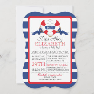 Modern nautisch hart boei jongen Baby shower Kaart
