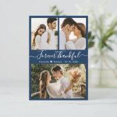 Modern Navy 3 Photo Collage Mariage Carte de remer (Debout devant)