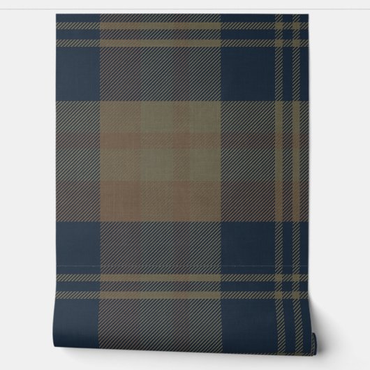 Modern Navy and Tan Japandi Plaid Behang (Afrollen)