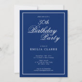 Modern Navy Birthday Party Invitations for Adults (Devant)