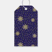 Modern Navy Blauw en Goud Sneeuwvlok Kerstmis Cadeaulabel (Achterkant)
