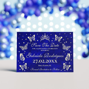 Modern Navy Blauw Goud 15e Verjaardag Quinceañera Save The Date