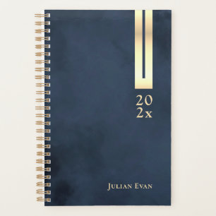 Modern Navy Blauw & Goud Glanzend Detail Niet geda Planner