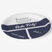 Modern Navy Blauw Wit Elegant Chic 40e Verjaardag Papieren Bordje (Gekanteld)