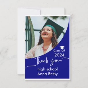 Modern Navy Bleu Afstuderen dank u Bedankkaart