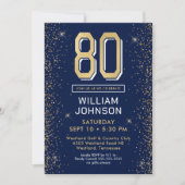 Modern Navy Blue 80ste verjaardag Kaart (Voorkant)