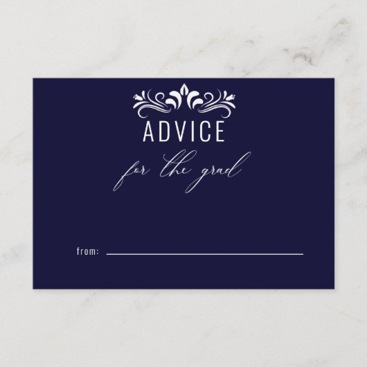 Modern Navy Blue advies voor de Afstuderen Informatiekaartje (Voorkant)
