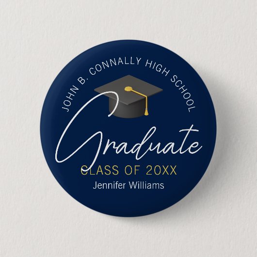 Modern Navy Blue Afstuderen Custom 2025 Afstuderen Ronde Button 5,7 Cm (Voorkant)