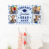Modern Navy Blue Afstuderen Klasse van 2024 4 FOTO Spandoek (Insitu)