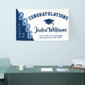 Modern Navy Blue Afstuderen Klasse van 2025 Partij Spandoek (Beurs)