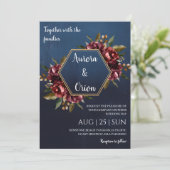modern navy blue and burgundy wedding invitations (Debout devant)