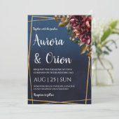 modern navy blue and burgundy wedding invitations (Debout devant)