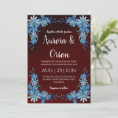 modern navy blue and burgundy wedding invitations (Debout devant)