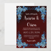 modern navy blue and burgundy wedding invitations (Devant / Derrière)