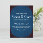 modern navy blue and burgundy wedding invitations (Debout devant)