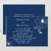Modern Navy Blue and White Wedding Invitation Kaart (Voorkant / Achterkant)