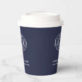Modern Navy Blue Bedrijfsbedrijf Business Logo Papieren Bekers (Links)