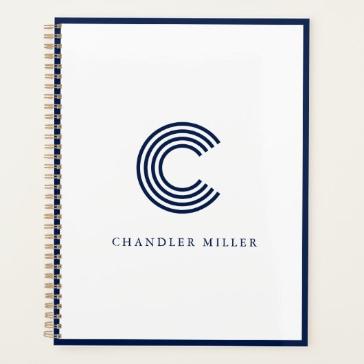 Modern Navy Blue Border Custom Stationery (Devant)