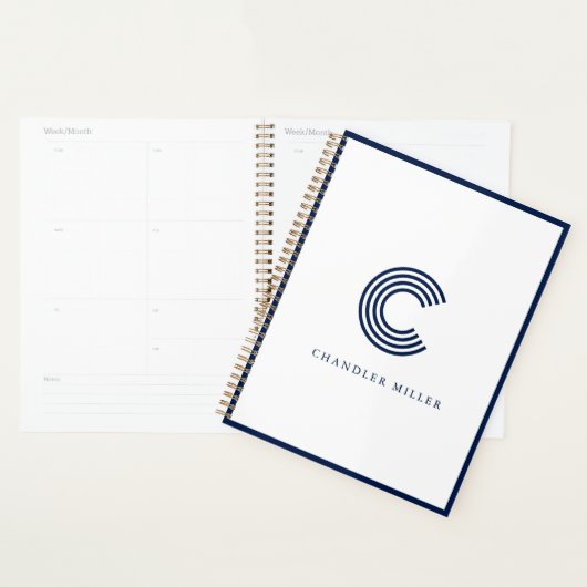 Modern Navy Blue Border Custom Stationery Planner (Display)