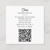 Modern Navy Blue Business Card with QR Code Vierkante Visitekaartje (Achterkant)