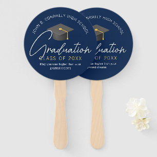 Modern Navy Blue Custom Graduation Party Handwaaier