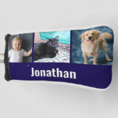Modern Navy Blue Custom Photo Template and Name Golfheadcover (Voorkant)