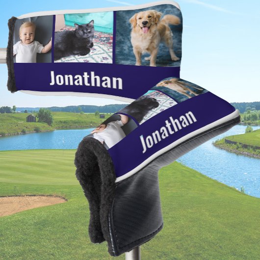 Modern Navy Blue Custom Photo Template and Name Golfheadcover