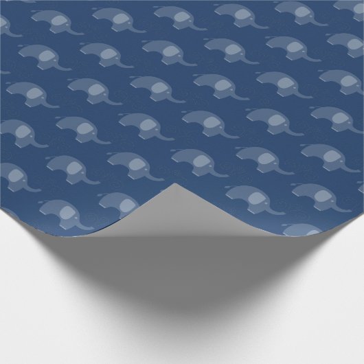 Modern Navy Blue Elephant Pattern Cadeaupapier (Hoek)