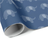 Modern Navy Blue Elephant Pattern Cadeaupapier (Rol Hoek)