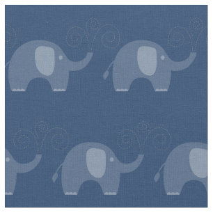 Modern Navy Blue Elephant Pattern Stof