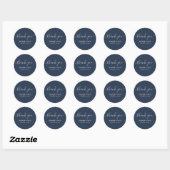 Modern Navy Blue en Silver Dank u Ronde Sticker (Vel)