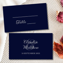 Modern Navy Blue en Silver Script Wedding
