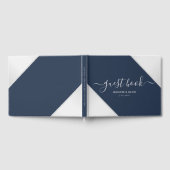 Modern Navy Blue en Silver Wedding Gastenboek (Volledig)