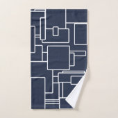 Modern Navy Blue en White Abstract Geometric Bad Handdoek (Handdoek)