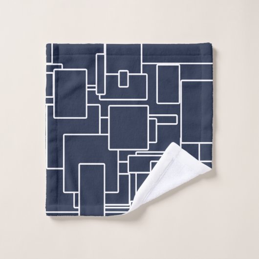 Modern Navy Blue en White Abstract Geometric Bad Handdoek (Wasdoekje)
