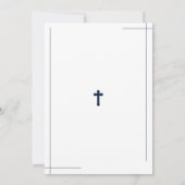 Modern Navy Blue en White First Heilige Communie Bedankkaart (Achterkant)