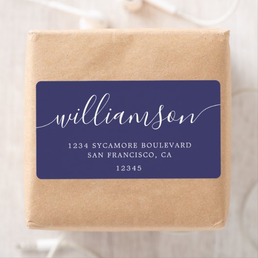 Modern Navy Blue Family Retouradres Etiket (Insitu)