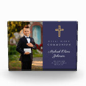 Modern Navy Blue First Heilige Communistische Jong Fotoblokken (Voorkant)