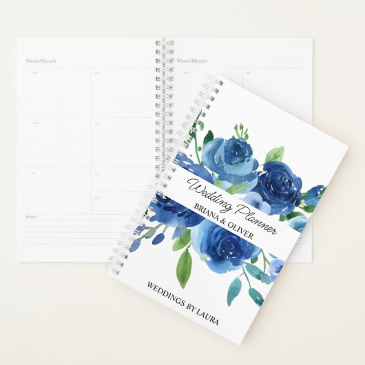 Modern Navy Blue Floral Wedding Planner (Display)